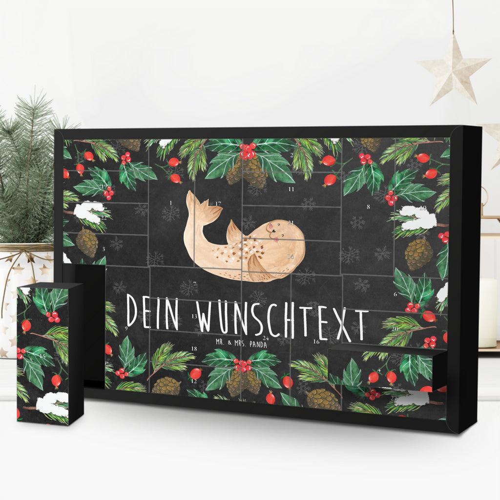 Personalisierter Befüllbarer Adventskalender Robbe Liegen Befüllbarer Adventskalender, Adventskalender zum selbst befüllen, Tiermotive, Gute Laune, lustige Sprüche, Tiere, Robbe, Robben, Seehund, Strand, Meerestier, Ostsee, Nordsee, Lachen, Freude