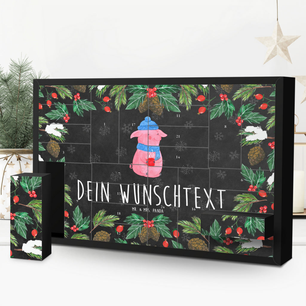 Personalisierter Befüllbarer Adventskalender Schwein Glühwein Befüllbarer Adventskalender, Adventskalender zum selbst befüllen, Winter, Weihnachten, Weihnachtsdeko, Nikolaus, Advent, Heiligabend, Wintermotiv, Glühschwein, Glühwein, Weihnachtsmarkt, Punsch