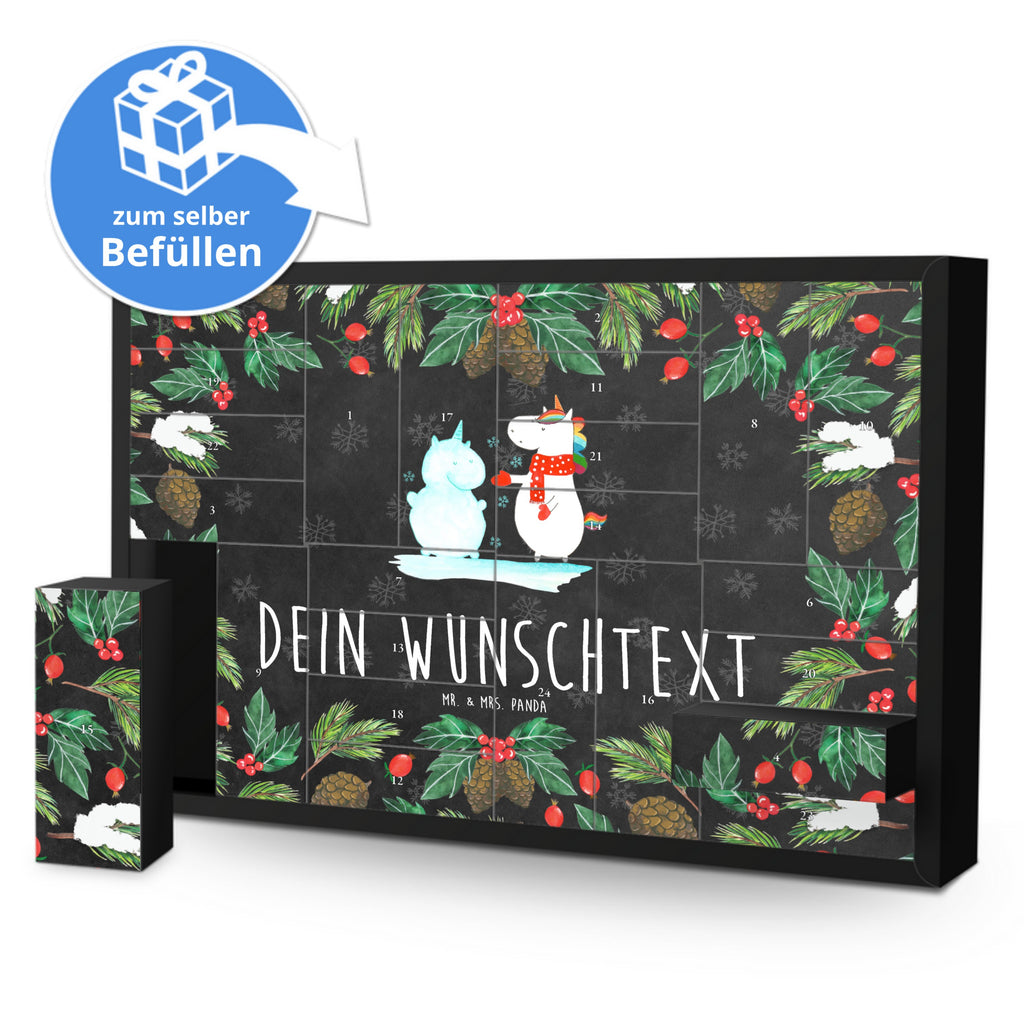 Personalisierter Befüllbarer Adventskalender Einhorn Schneemann Befüllbarer Adventskalender, Adventskalender zum selbst befüllen, Einhorn, Einhörner, Einhorn Deko, Pegasus, Unicorn, Schneemann, Winter, Schnee, Kuchen, Weihnachten, kalt, Mütze, Handschuhe, X-Mas