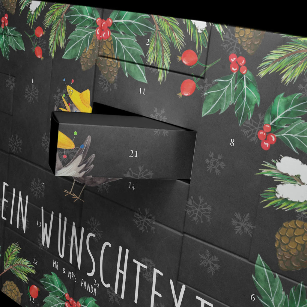 Personalisierter Befüllbarer Adventskalender Rabe Sombrero Befüllbarer Adventskalender, Adventskalender zum selbst befüllen, Tiermotive, Gute Laune, lustige Sprüche, Tiere, Rabe, Vogel, Vögel, Spruch positiv, fröhlich sein, glücklich sein, Glück Spruch, froh, Elster, Motivation