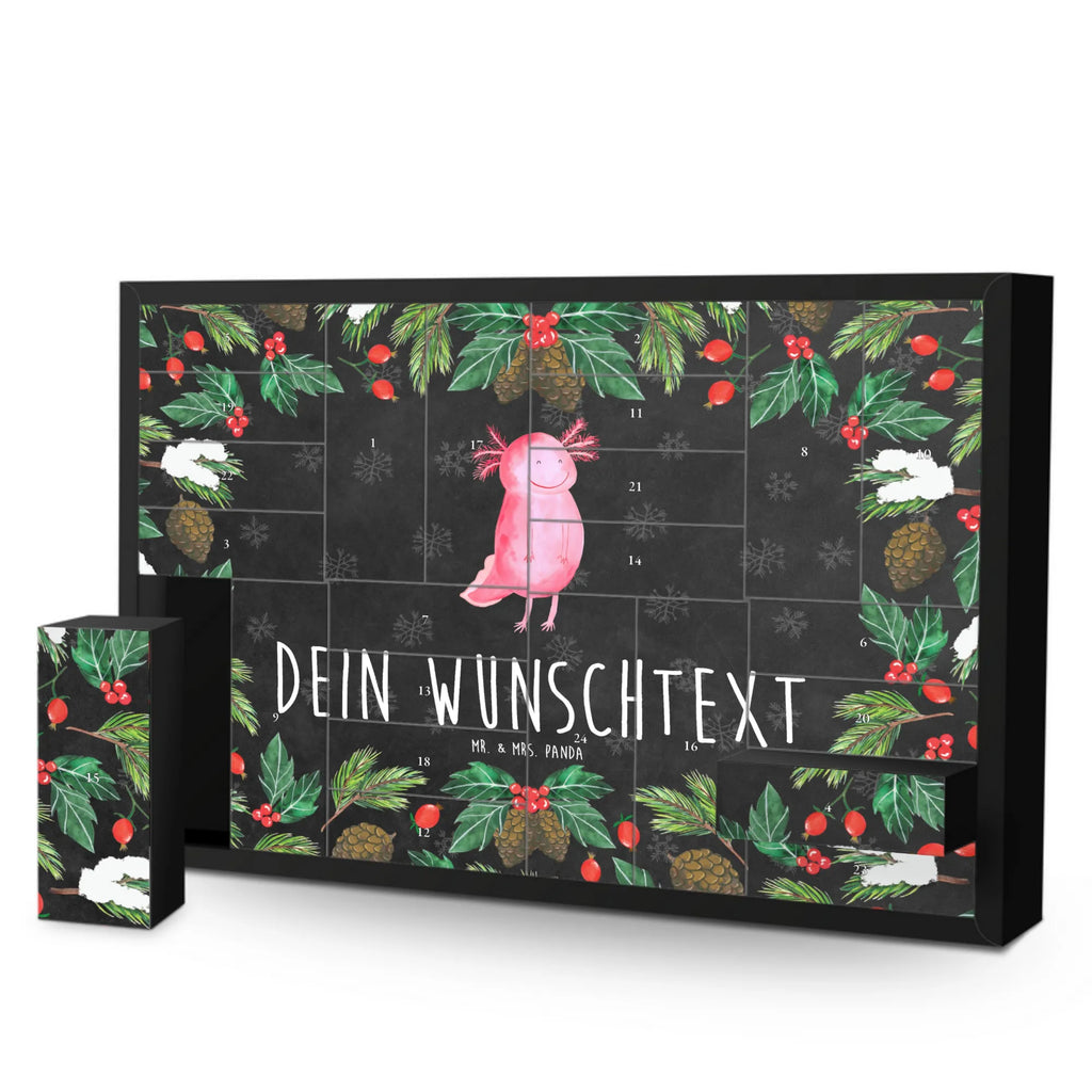 Personalisierter Befüllbarer Adventskalender Axolotl Glücklich Befüllbarer Adventskalender, Adventskalender zum selbst befüllen, Axolotl, Molch, Axolot, Schwanzlurch, Lurch, Lurche, Motivation, gute Laune