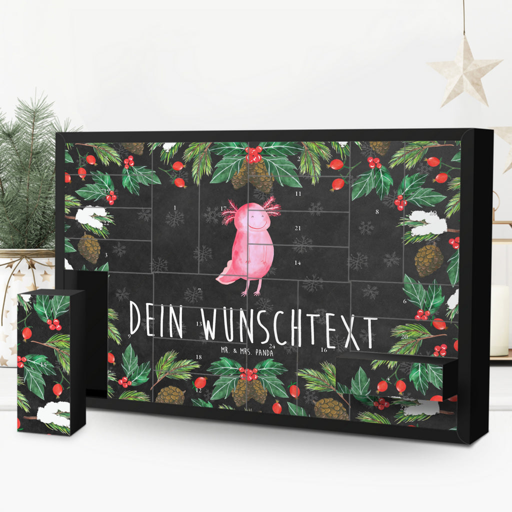 Personalisierter Befüllbarer Adventskalender Axolotl Glücklich Befüllbarer Adventskalender, Adventskalender zum selbst befüllen, Axolotl, Molch, Axolot, Schwanzlurch, Lurch, Lurche, Motivation, gute Laune