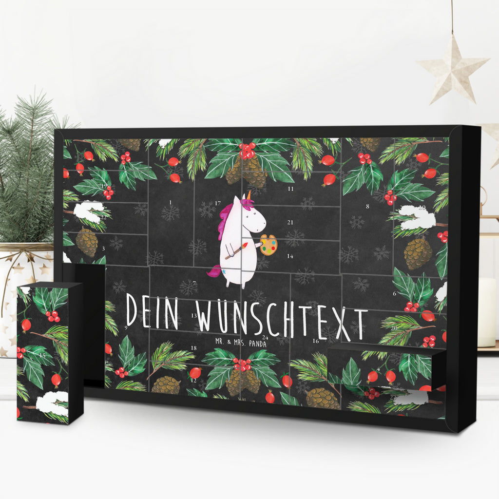 Personalisierter Befüllbarer Adventskalender Einhorn Künstler Befüllbarer Adventskalender, Adventskalender zum selbst befüllen, Einhorn, Einhörner, Einhorn Deko, Pegasus, Unicorn, Englisch, Künstler, Artist, Malen, Zeichnen, Welt, Farbe, Stift, Pinsel, Geschenk, Maler