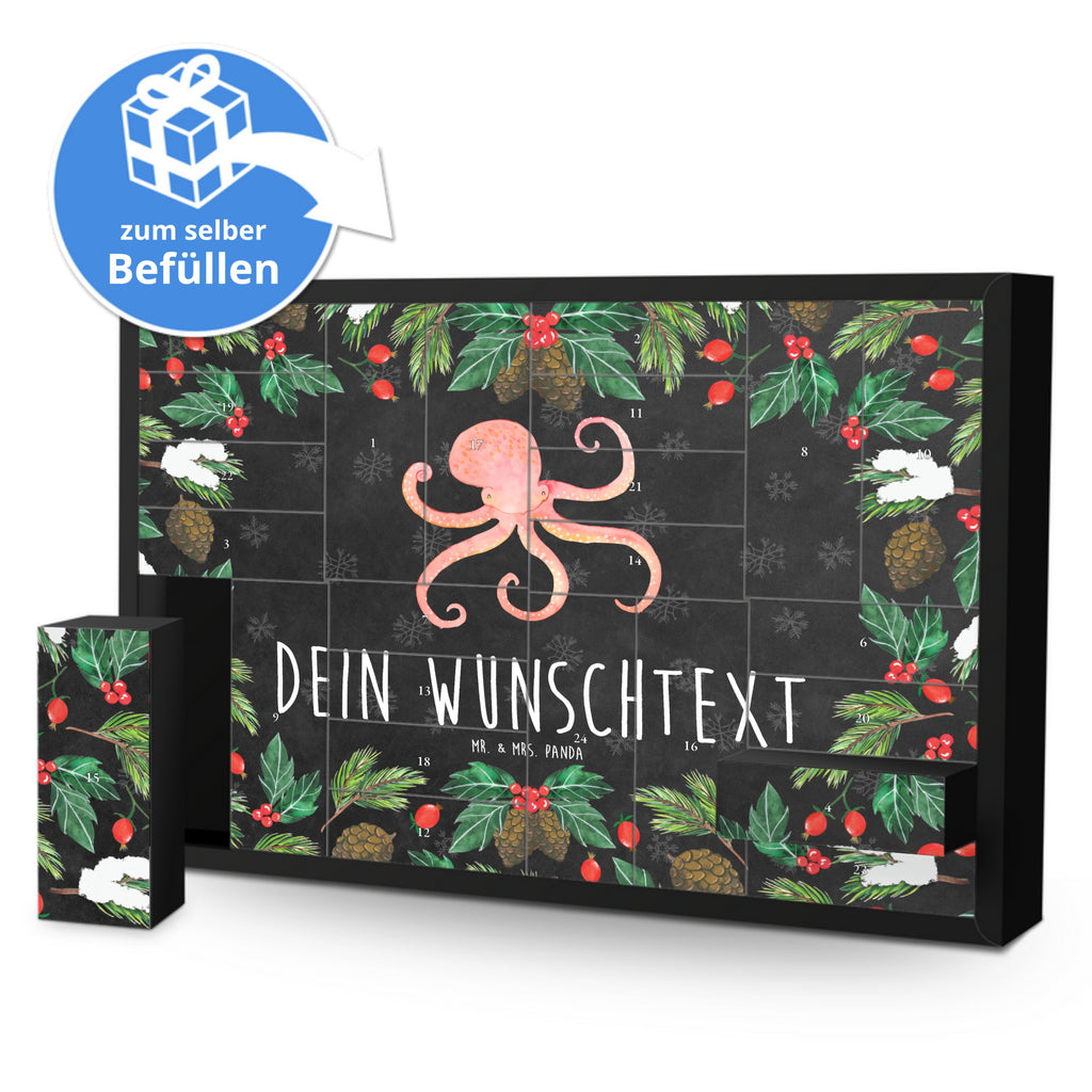 Personalisierter Befüllbarer Adventskalender Tintenfisch Befüllbarer Adventskalender, Adventskalender zum selbst befüllen, Tiermotive, Gute Laune, lustige Sprüche, Tiere, Meer, Meerestier, Krake, Tintenfisch, Arme, Wasser, Ozean