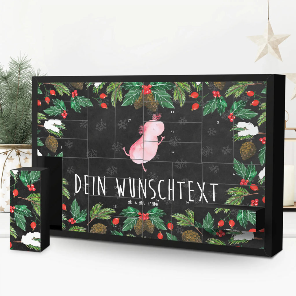 Personalisierter Befüllbarer Adventskalender Axolotl Tanzen Befüllbarer Adventskalender, Adventskalender zum selbst befüllen, Axolotl, Molch, Axolot, Schwanzlurch, Lurch, Lurche, Dachschaden, Sterne, verrückt, Freundin, beste Freundin