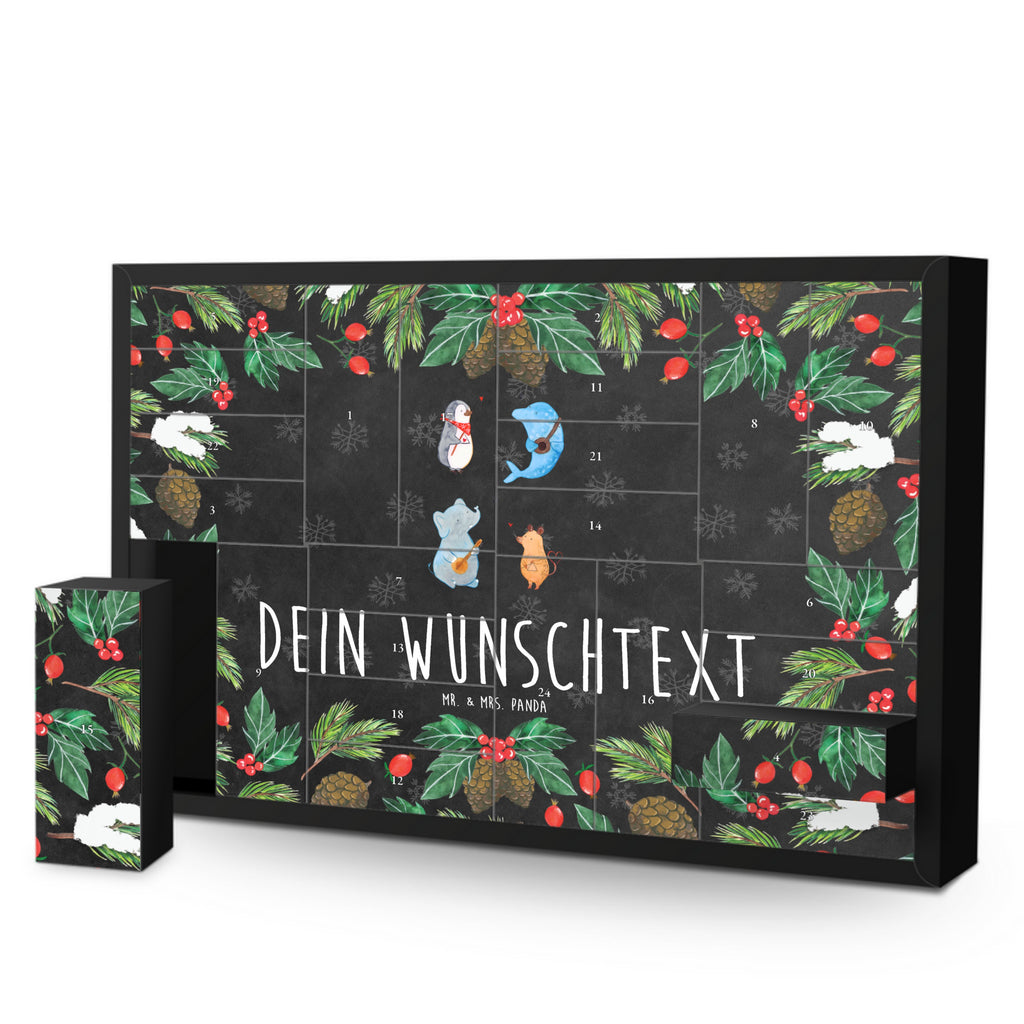 Personalisierter Befüllbarer Adventskalender Big Band Befüllbarer Adventskalender, Adventskalender zum selbst befüllen, Tiermotive, Gute Laune, lustige Sprüche, Tiere, Hund, Pinguin, Maus, Elefant, Delfin, Gitarre, Band, Triangel, Musikanten, Musik