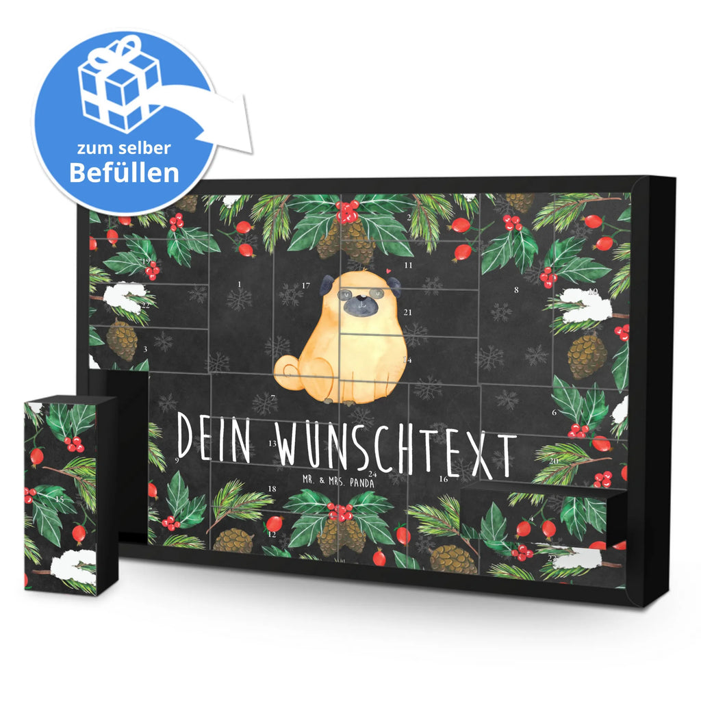 Personalisierter Befüllbarer Adventskalender Mops Befüllbarer Adventskalender, Adventskalender zum selbst befüllen, Hund, Hundemotiv, Haustier, Hunderasse, Tierliebhaber, Hundebesitzer, Sprüche, Mops, Liebe, Hundeliebe