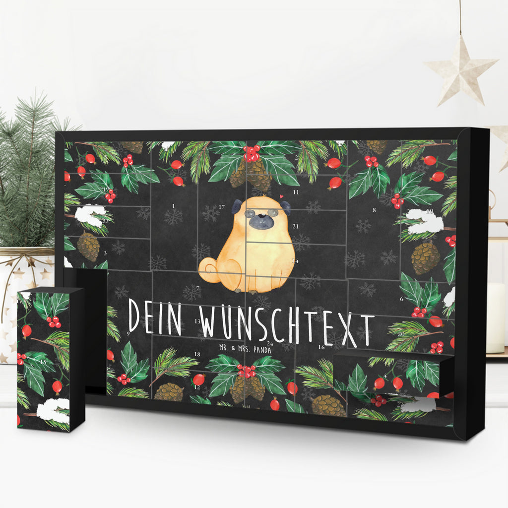 Personalisierter Befüllbarer Adventskalender Mops Befüllbarer Adventskalender, Adventskalender zum selbst befüllen, Hund, Hundemotiv, Haustier, Hunderasse, Tierliebhaber, Hundebesitzer, Sprüche, Mops, Liebe, Hundeliebe