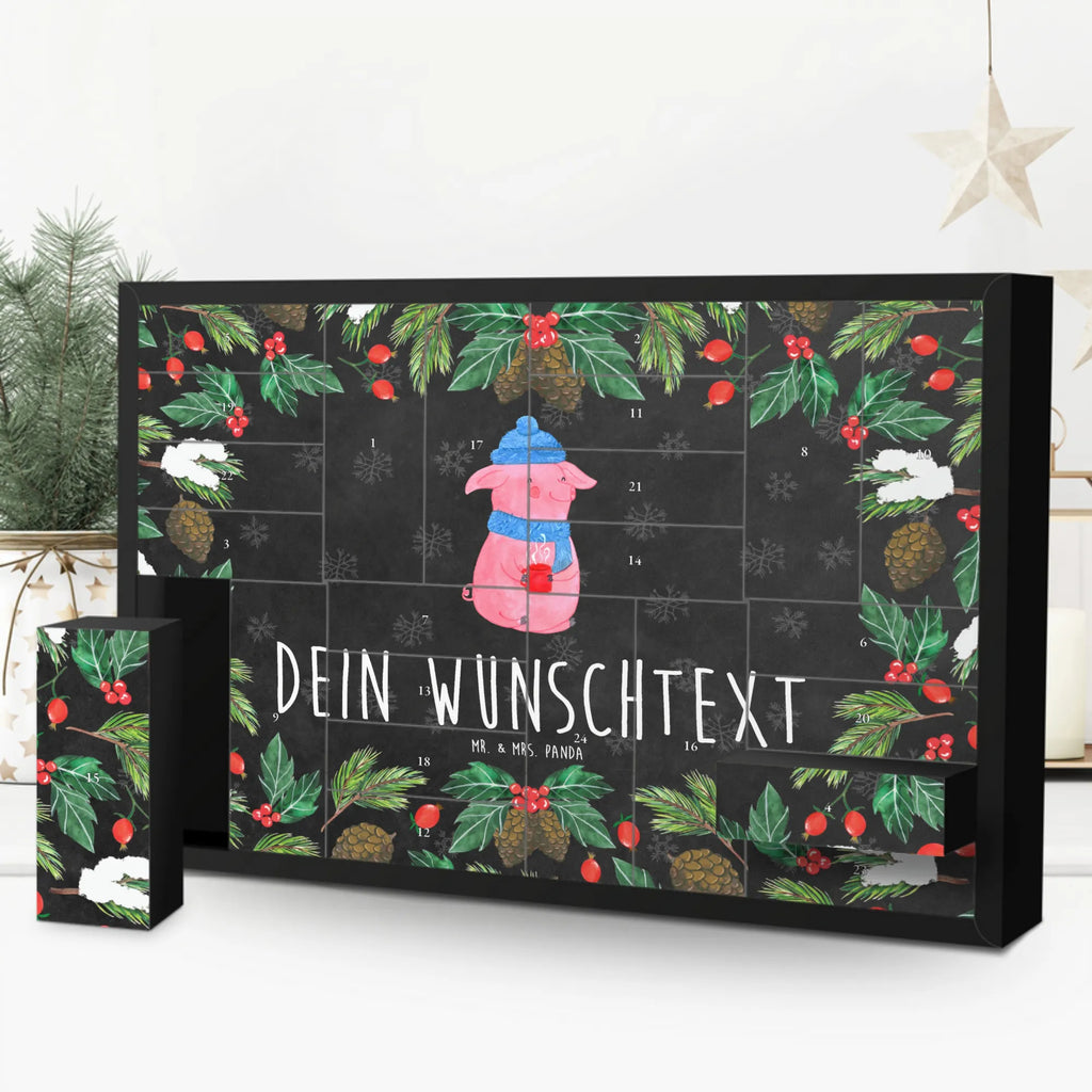 Personalisierter Befüllbarer Adventskalender Schweinchen Glühwein Befüllbarer Adventskalender, Adventskalender zum selbst befüllen, Winter, Weihnachten, Weihnachtsdeko, Nikolaus, Advent, Heiligabend, Wintermotiv, Glühwein, Betrunken, Weihnachtsmarkt, Spruch