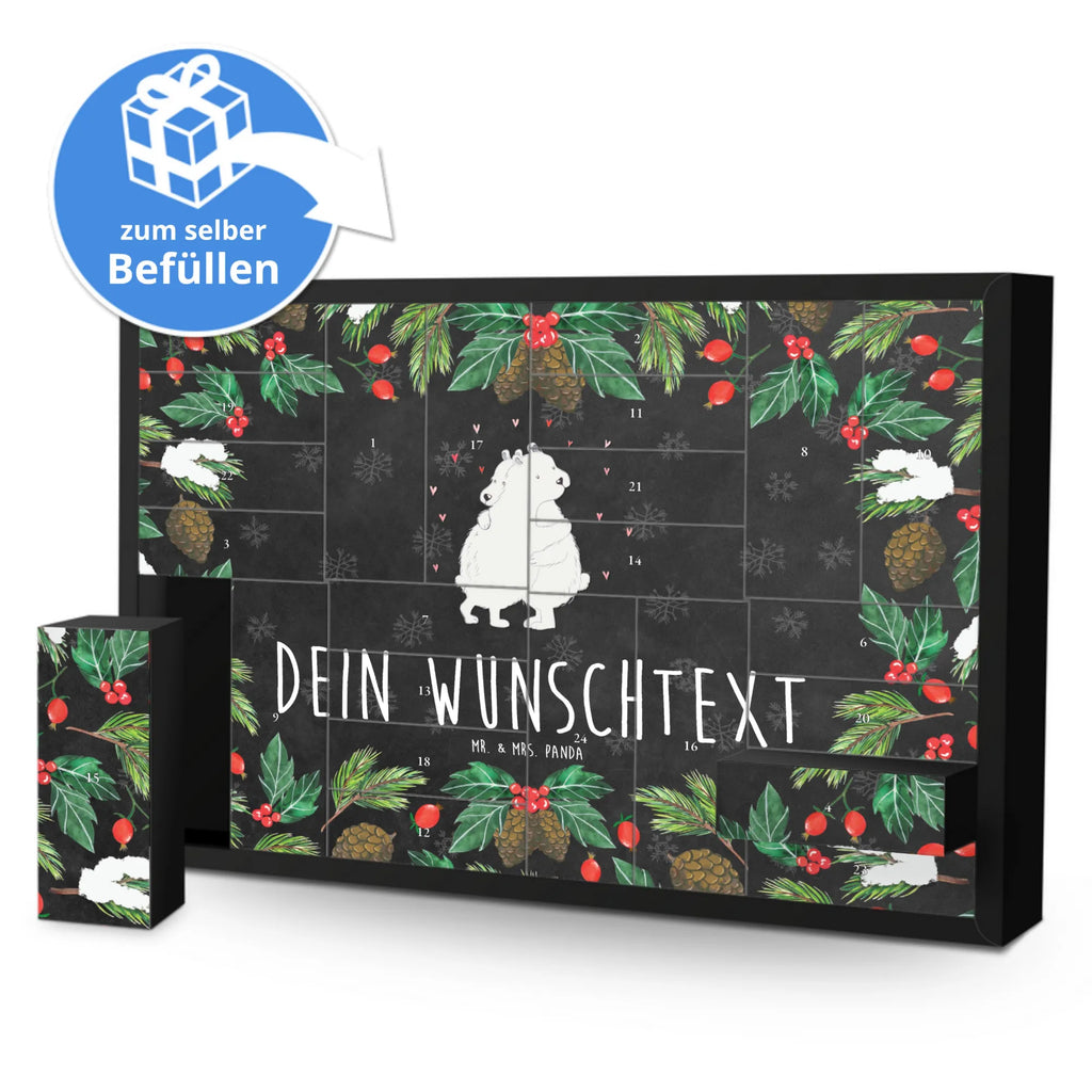 Personalisierter Befüllbarer Adventskalender Eisbär Umarmen Befüllbarer Adventskalender, Adventskalender zum selbst befüllen, Tiermotive, Gute Laune, lustige Sprüche, Tiere