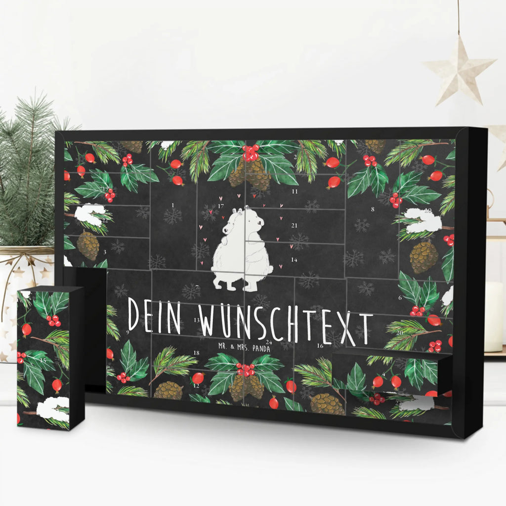 Personalisierter Befüllbarer Adventskalender Eisbär Umarmen Befüllbarer Adventskalender, Adventskalender zum selbst befüllen, Tiermotive, Gute Laune, lustige Sprüche, Tiere