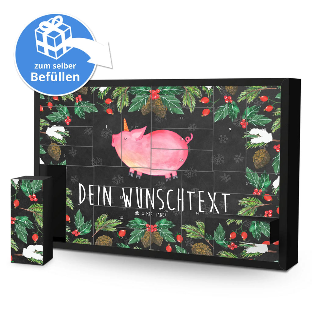 Personalisierter Befüllbarer Adventskalender Einhorn Schwein Befüllbarer Adventskalender, Adventskalender zum selbst befüllen, Einhorn, Einhörner, Einhorn Deko, Pegasus, Unicorn, Party, Spaß, Schwein, Schweinhorn, Bauer, witzig. lustig, Spruch, geschenk, Pig, Piggy, funny, english, englisch