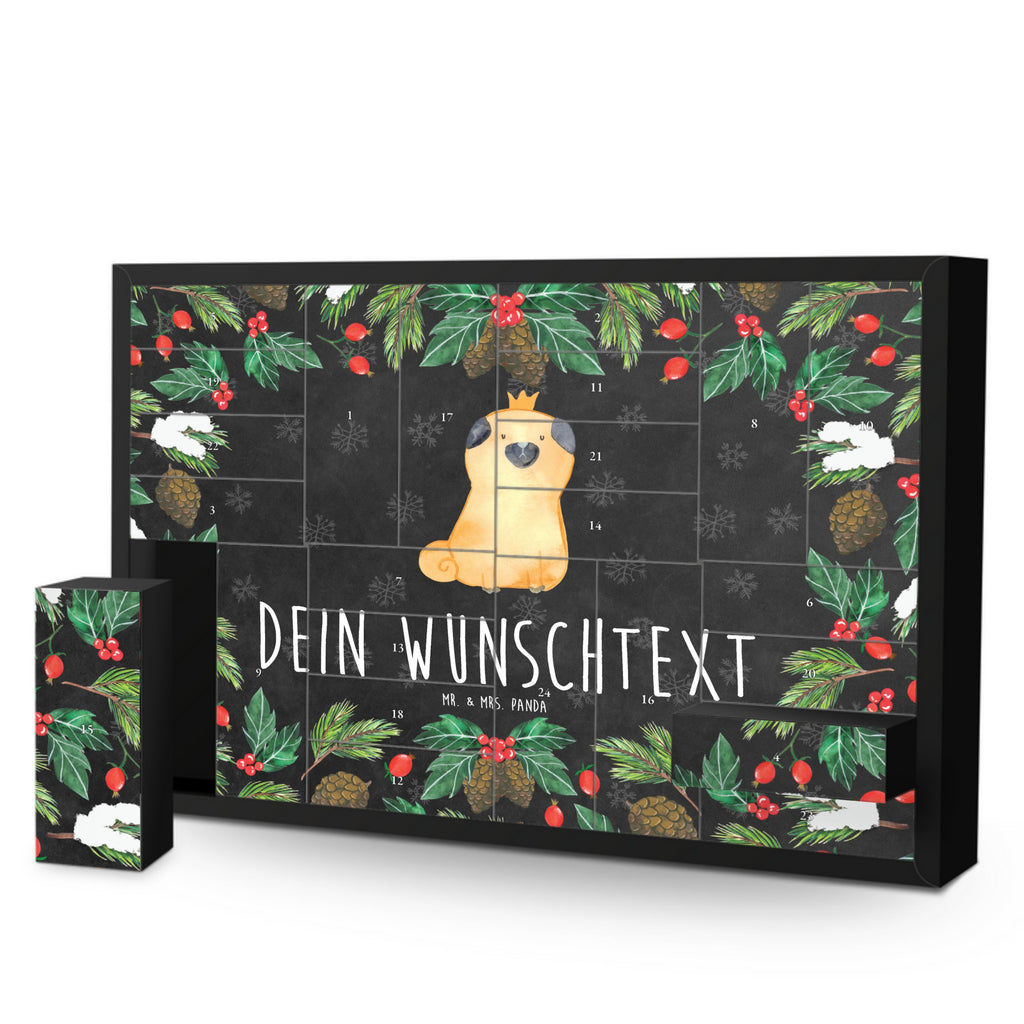 Personalisierter Befüllbarer Adventskalender Mops Krone Befüllbarer Adventskalender, Adventskalender zum selbst befüllen, Hund, Hundemotiv, Haustier, Hunderasse, Tierliebhaber, Hundebesitzer, Sprüche, Mops, allergisch, kinderlos, Hausregel, Hundebesitzer. Spruch, lustig