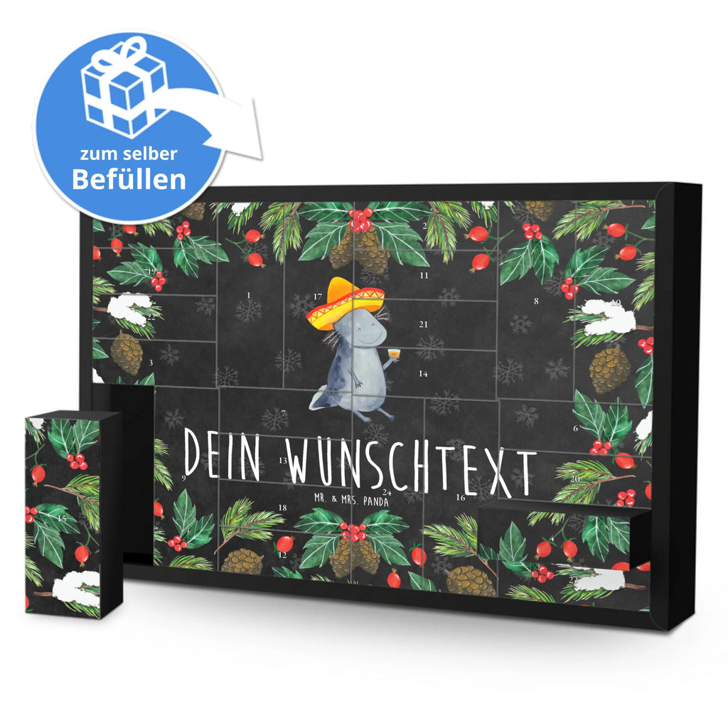 Personalisierter Befüllbarer Adventskalender Axolotl Tequila Befüllbarer Adventskalender, Adventskalender zum selbst befüllen, Axolotl, Molch, Mexico, Mexiko, Sombrero, Zitrone, Tequila, Motivation, Spruch, Schwanzlurch, Lurch, Lurche, Axolot, Feuerdrache, Feuersalamander