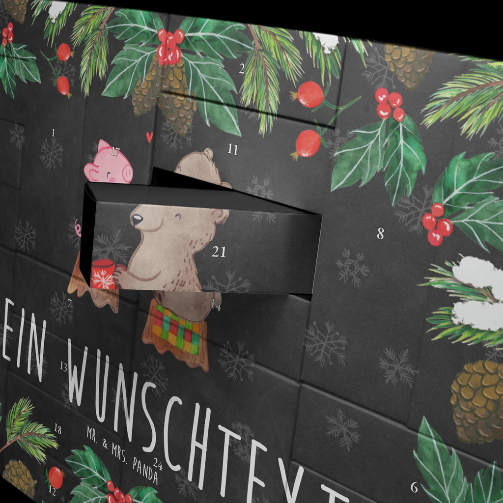 Personalisierter Befüllbarer Adventskalender Glühschwein Sause Befüllbarer Adventskalender, Adventskalender zum selbst befüllen, Winter, Weihnachten, Weihnachtsdeko, Nikolaus, Advent, Heiligabend, Wintermotiv, Prost, Alles Gute, Weihnachtszeit, Schwein, Bär