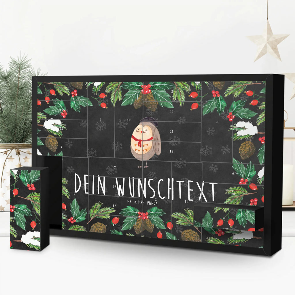 Personalisierter Befüllbarer Adventskalender Eule Frankreich Befüllbarer Adventskalender, Adventskalender zum selbst befüllen, Eule, Eulen, Eule Deko, Owl, hibou, La vie est belle, das Leben ist schön, Spruch schön, Spruch Französisch, Frankreich