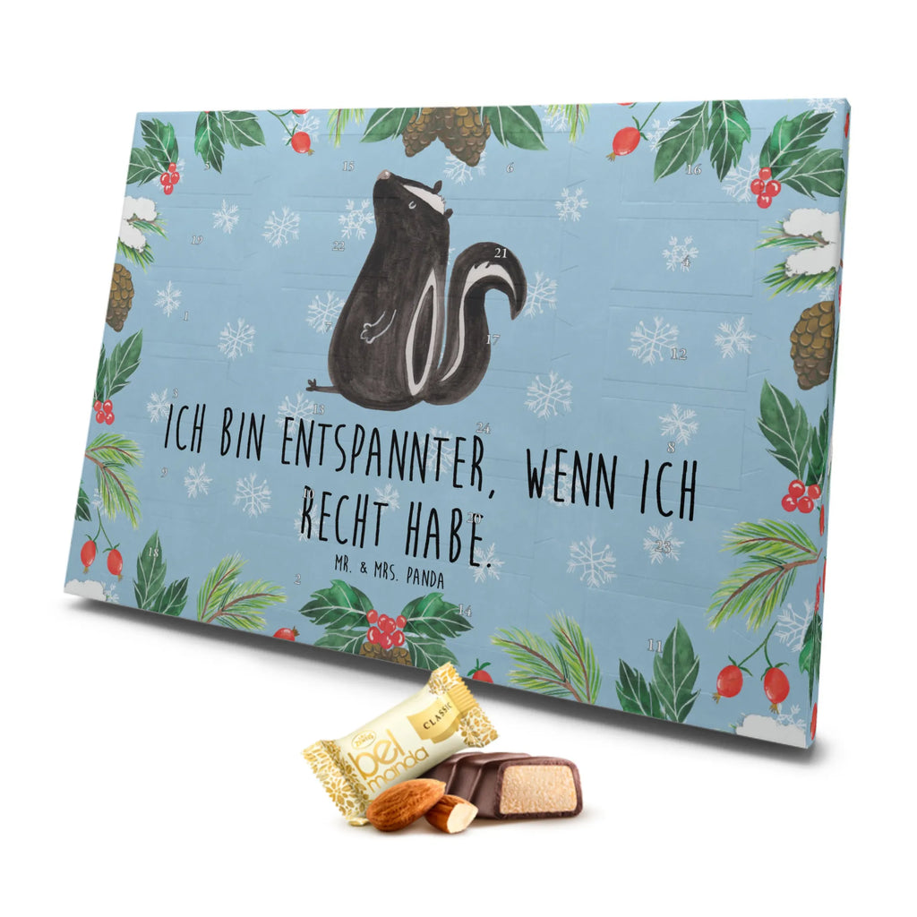 Marzipan Adventskalender Stinktier Sitzen Marzipan Adventskalender, Stinktier, Skunk, Wildtier, Raubtier, Stinker, Stinki, Spruch, Büro, Recht, Besserwisser