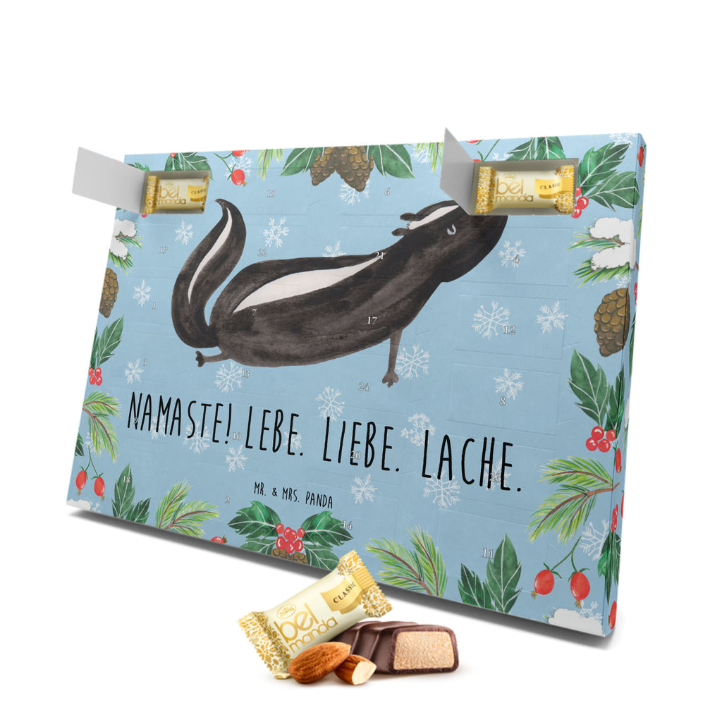 Marzipan Adventskalender Stinktier Yoga Marzipan Adventskalender, Stinktier, Skunk, Wildtier, Raubtier, Stinker, Stinki, Yoga, Namaste, Lebe, Liebe, Lache