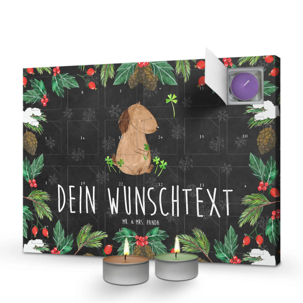 Personalisierter Duftkerzen Adventskalender Hund Kleeblatt Personalisierter Duftkerzen Adventskalender, Hund, Hundemotiv, Haustier, Hunderasse, Tierliebhaber, Hundebesitzer, Sprüche, Kleeblatt, Glück, Tagträume, Motivation, Neuanfang, Geschenk, Glücksbringer, Selbstliebe, Achtsamkeit