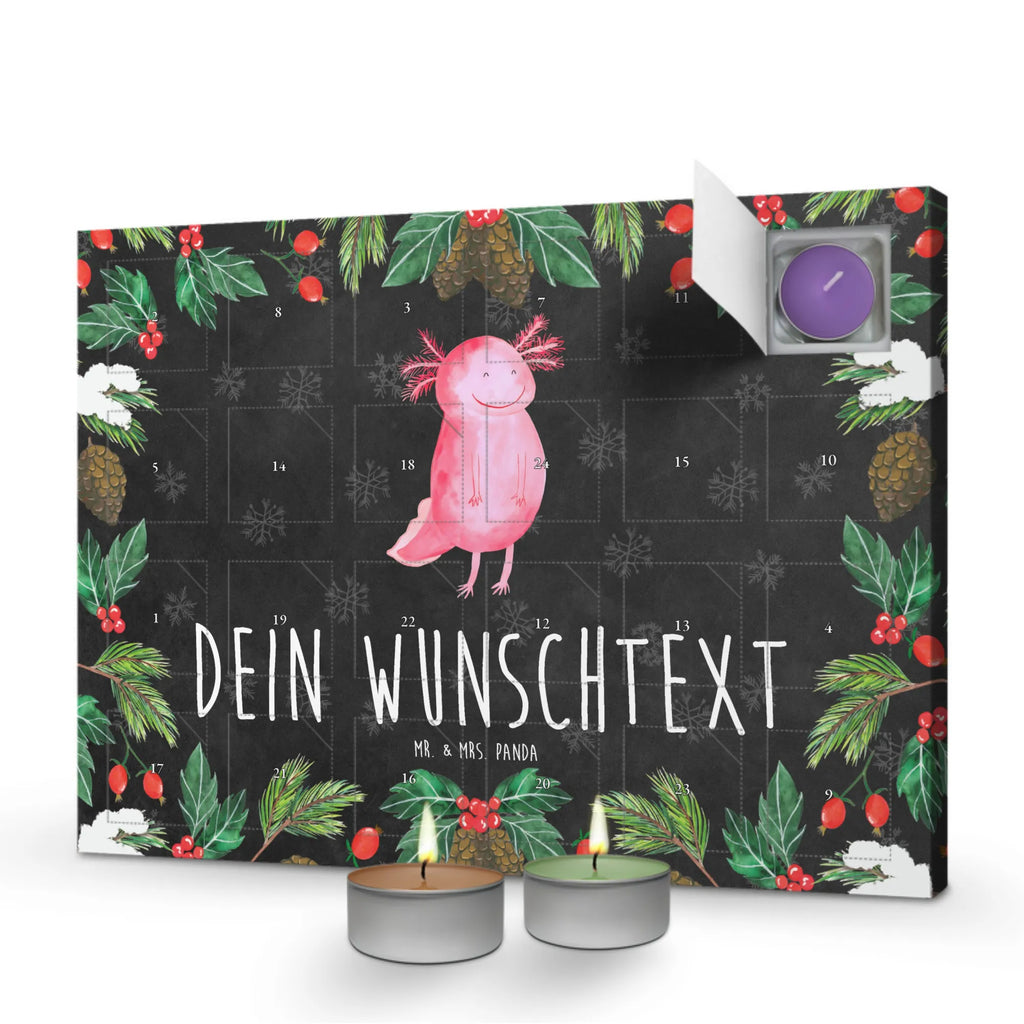 Personalisierter Duftkerzen Adventskalender Axolotl Glücklich Personalisierter Duftkerzen Adventskalender, Axolotl, Molch, Axolot, Schwanzlurch, Lurch, Lurche, Motivation, gute Laune