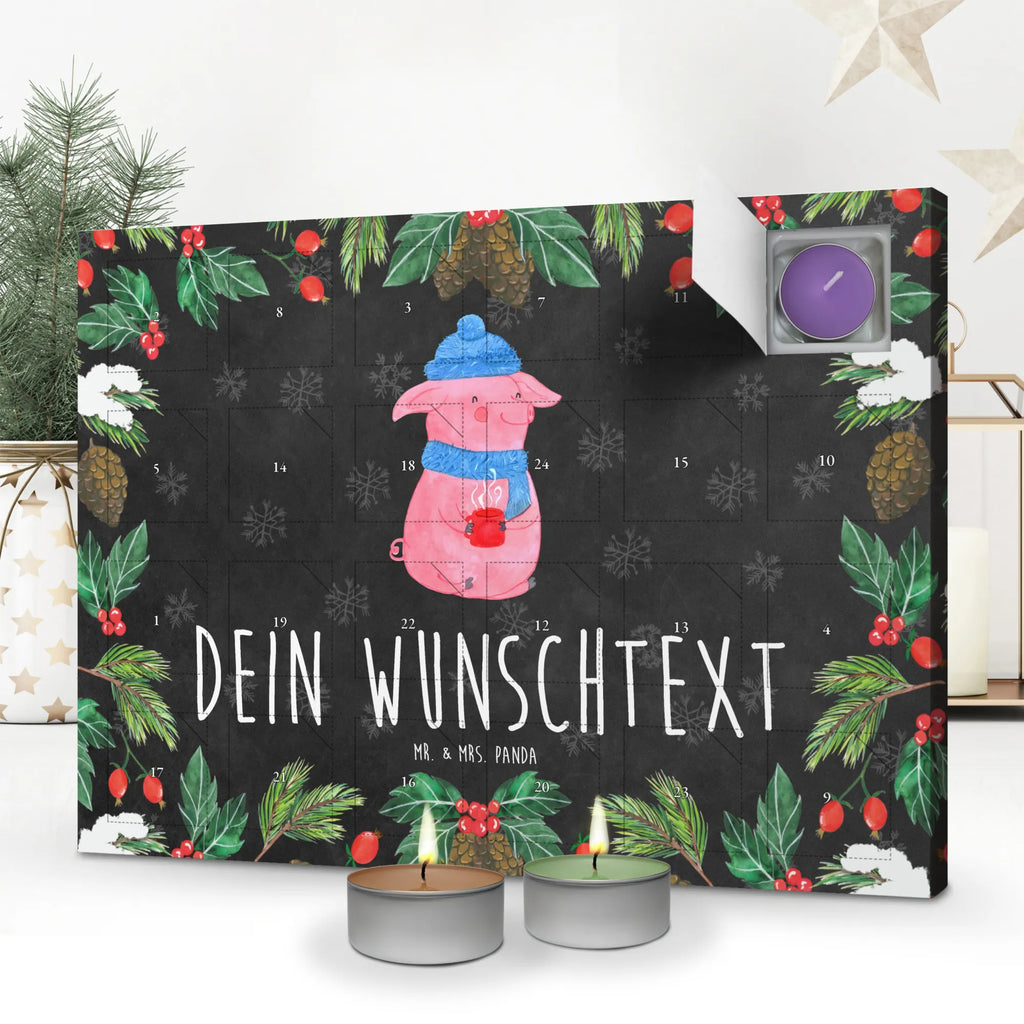 Personalisierter Duftkerzen Adventskalender Schweinchen Glühwein Personalisierter Duftkerzen Adventskalender, Winter, Weihnachten, Weihnachtsdeko, Nikolaus, Advent, Heiligabend, Wintermotiv, Glühwein, Betrunken, Weihnachtsmarkt, Spruch