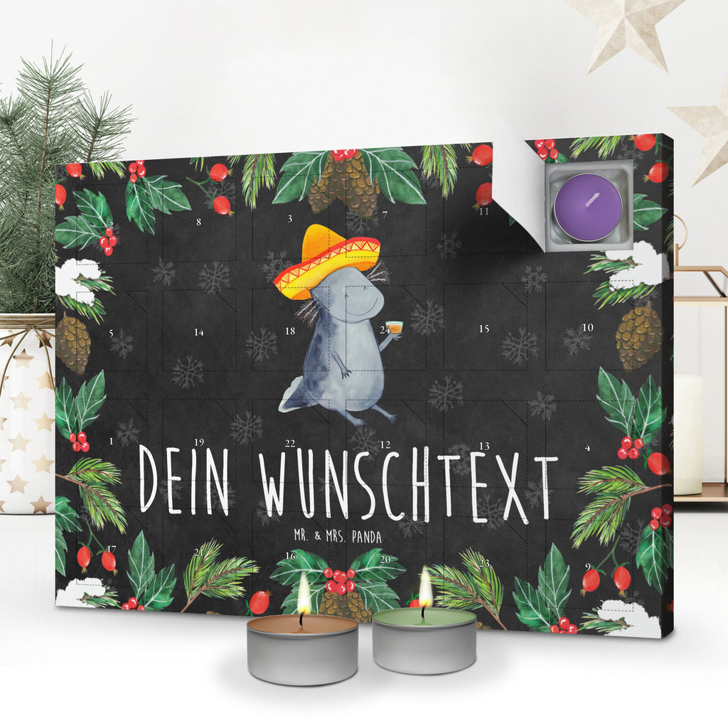 Personalisierter Duftkerzen Adventskalender Axolotl Tequila Personalisierter Duftkerzen Adventskalender, Axolotl, Molch, Mexico, Mexiko, Sombrero, Zitrone, Tequila, Motivation, Spruch, Schwanzlurch, Lurch, Lurche, Axolot, Feuerdrache, Feuersalamander