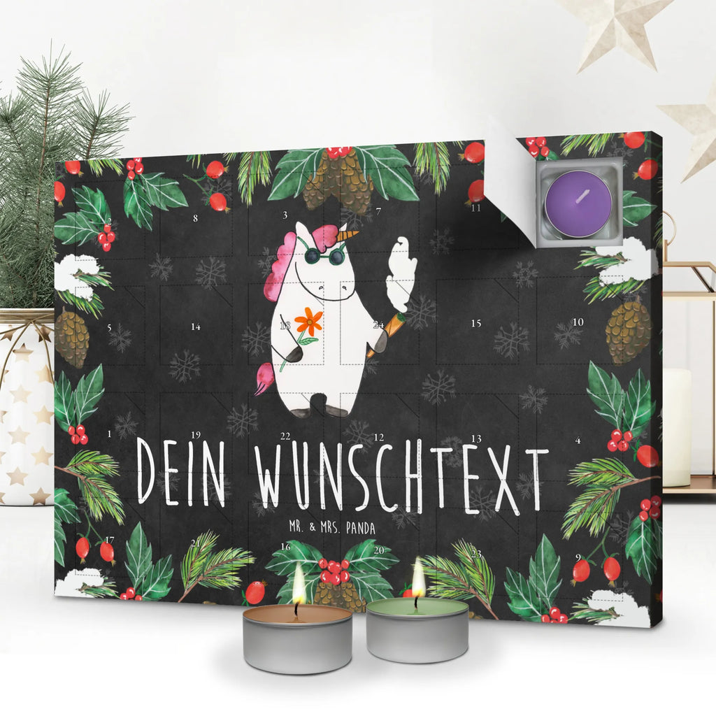 Personalisierter Duftkerzen Adventskalender Einhorn Woodstock Personalisierter Duftkerzen Adventskalender, Einhorn, Einhörner, Einhorn Deko, Pegasus, Unicorn, Kiffen, Joint, Zigarette, Alkohol, Party, Spaß. lustig, witzig, Woodstock