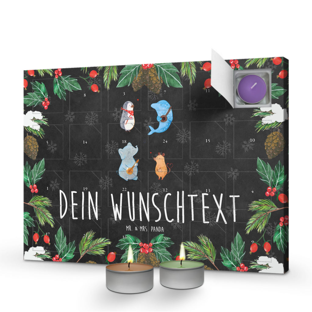 Personalisierter Duftkerzen Adventskalender Big Band Personalisierter Duftkerzen Adventskalender, Tiermotive, Gute Laune, lustige Sprüche, Tiere, Hund, Pinguin, Maus, Elefant, Delfin, Gitarre, Band, Triangel, Musikanten, Musik