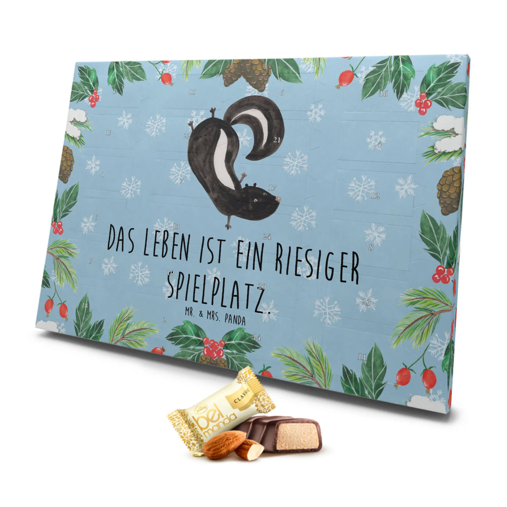 Marzipan Adventskalender Stinktier Handstand Marzipan Adventskalender, Stinktier, Skunk, Wildtier, Raubtier, Stinker, Stinki, Spielplatz, verpielt, Kind