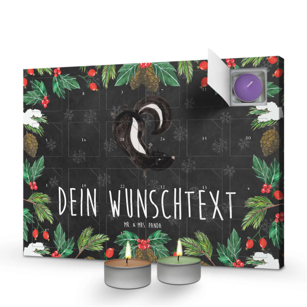 Personalisierter Duftkerzen Adventskalender Stinktier Handstand Personalisierter Duftkerzen Adventskalender, Stinktier, Skunk, Wildtier, Raubtier, Stinker, Stinki, Spielplatz, verpielt, Kind