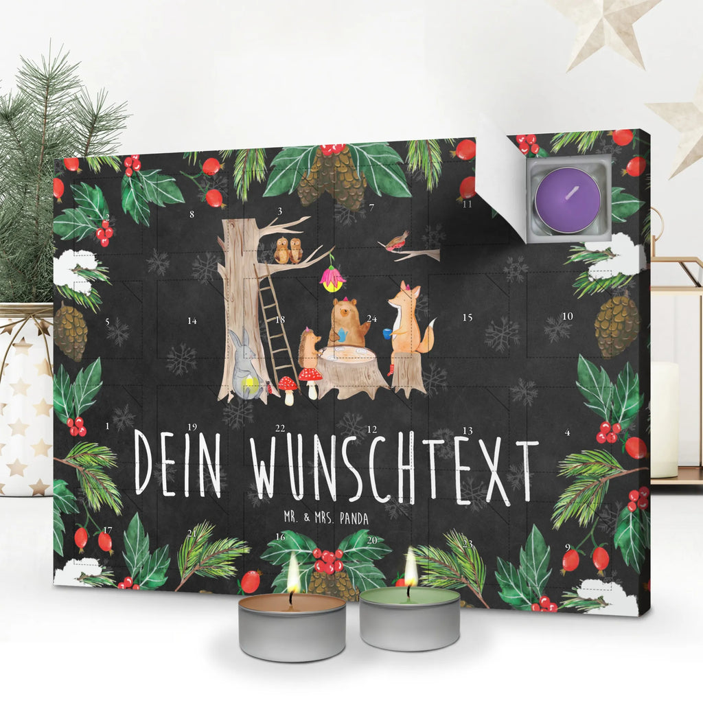 Personalisierter Duftkerzen Adventskalender Waldtiere Picknick Personalisierter Duftkerzen Adventskalender, Tiermotive, Gute Laune, lustige Sprüche, Tiere, Waldtiere, Picknick, Wald, Fuchs, Hase, Igel, Maus, Eichhörnchen