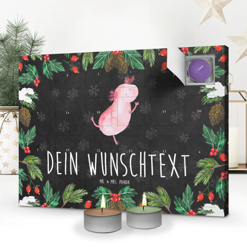 Personalisierter Duftkerzen Adventskalender Axolotl Tanzen Personalisierter Duftkerzen Adventskalender, Axolotl, Molch, Axolot, Schwanzlurch, Lurch, Lurche, Dachschaden, Sterne, verrückt, Freundin, beste Freundin