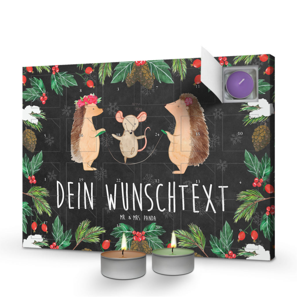 Personalisierter Duftkerzen Adventskalender Igel Seilhüpfen Personalisierter Duftkerzen Adventskalender, Tiermotive, Gute Laune, lustige Sprüche, Tiere, Igel, Maus, Seilspringen, Seilhüpfen, Kinder, Kindergarten