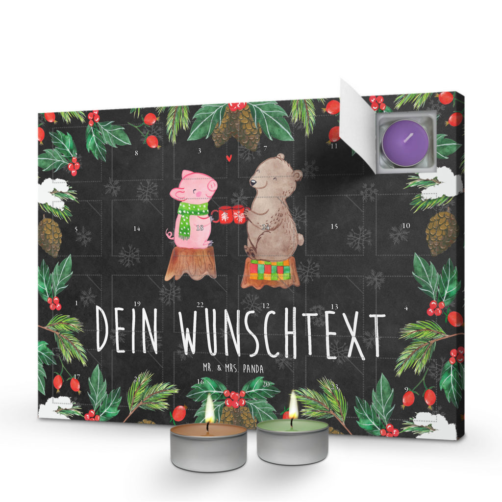 Personalisierter Duftkerzen Adventskalender Glühschwein Sause Personalisierter Duftkerzen Adventskalender, Winter, Weihnachten, Weihnachtsdeko, Nikolaus, Advent, Heiligabend, Wintermotiv, Prost, Alles Gute, Weihnachtszeit, Schwein, Bär