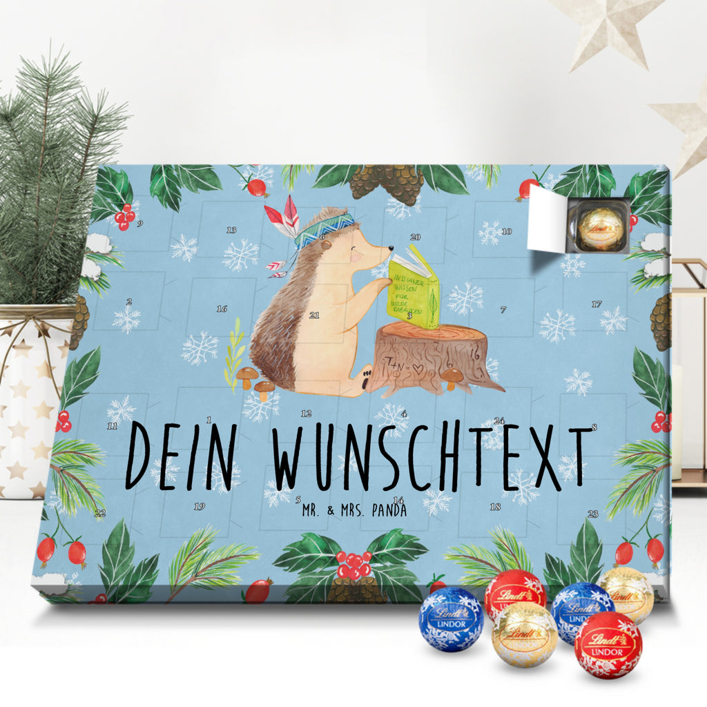 Personalisierter Kugel Markenschokolade Adventskalender Igel Federschmuck Personalisierter Kugel Markenschokolade Adventskalender, Waldtiere, Tiere, Igel, Indianer, Abenteuer, Lagerfeuer, Camping