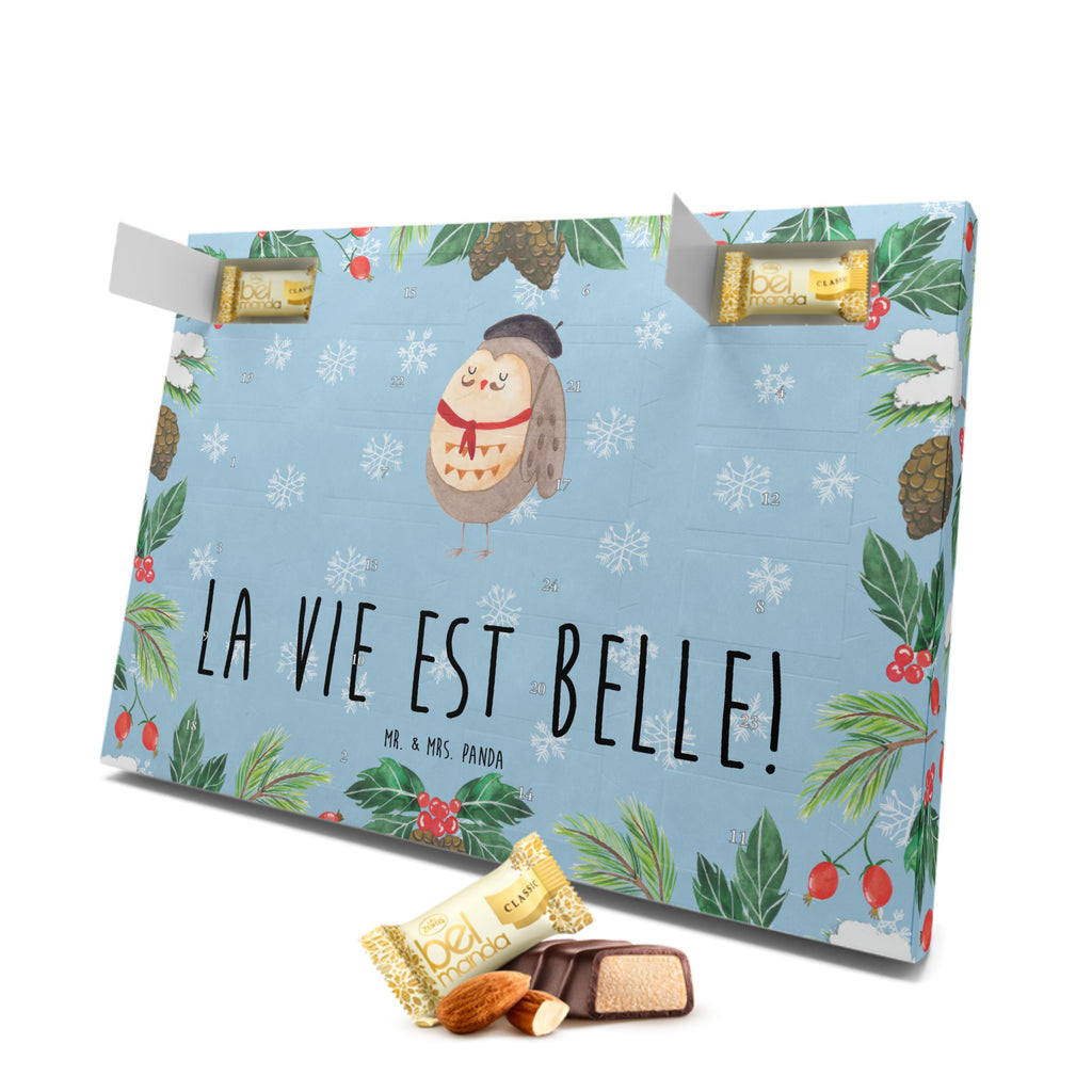 Marzipan Adventskalender Eule Frankreich Marzipan Adventskalender, Eule, Eulen, Eule Deko, Owl, hibou, La vie est belle, das Leben ist schön, Spruch schön, Spruch Französisch, Frankreich