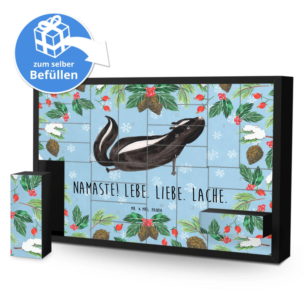 Befüllbarer Adventskalender Stinktier Yoga Befüllbarer Adventskalender, Adventskalender zum selbst befüllen, Stinktier, Skunk, Wildtier, Raubtier, Stinker, Stinki, Yoga, Namaste, Lebe, Liebe, Lache