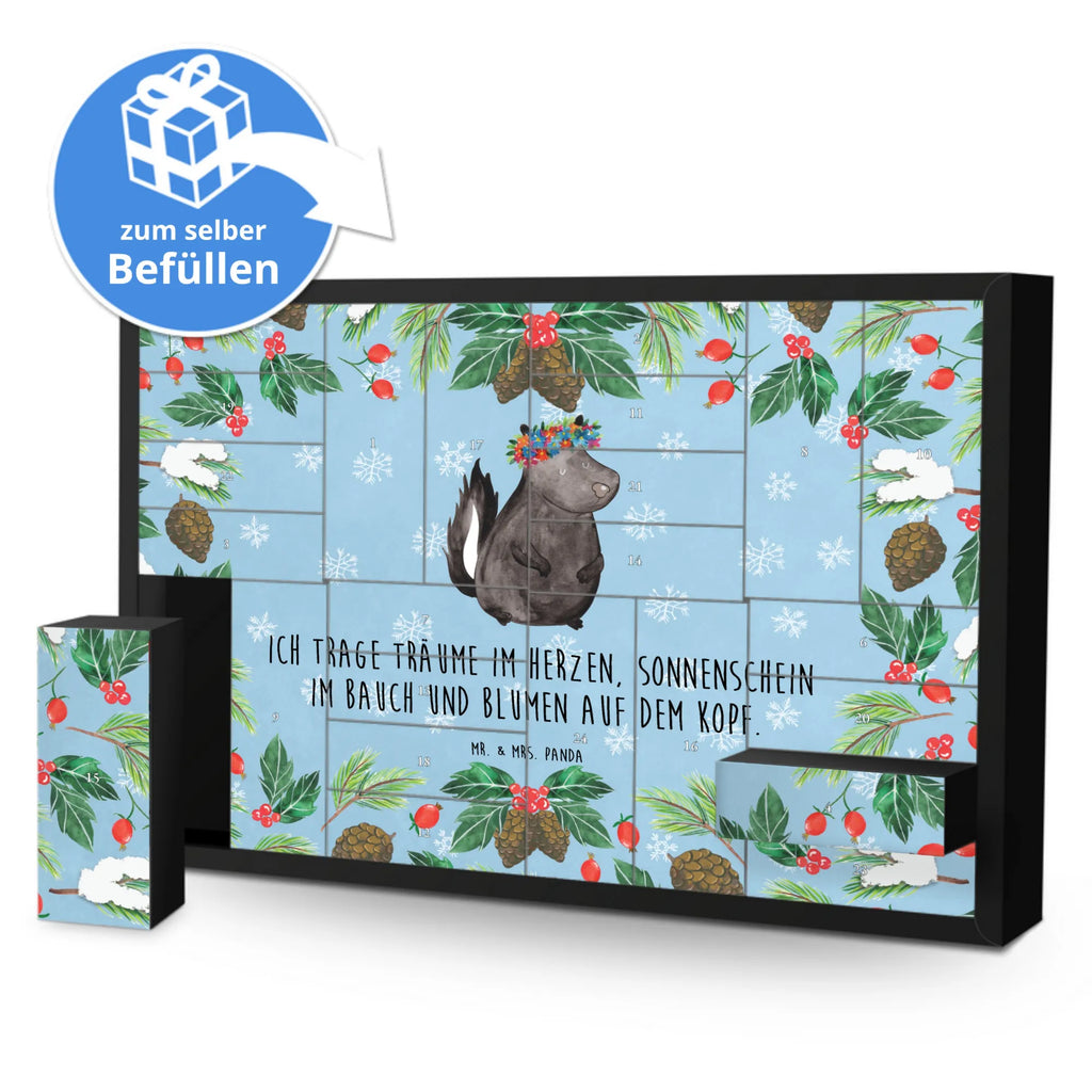 Befüllbarer Adventskalender Stinktier Mädchen Befüllbarer Adventskalender, Adventskalender zum selbst befüllen, Stinktier, Skunk, Wildtier, Raubtier, Stinker, Stinki, Yoga, Namaste