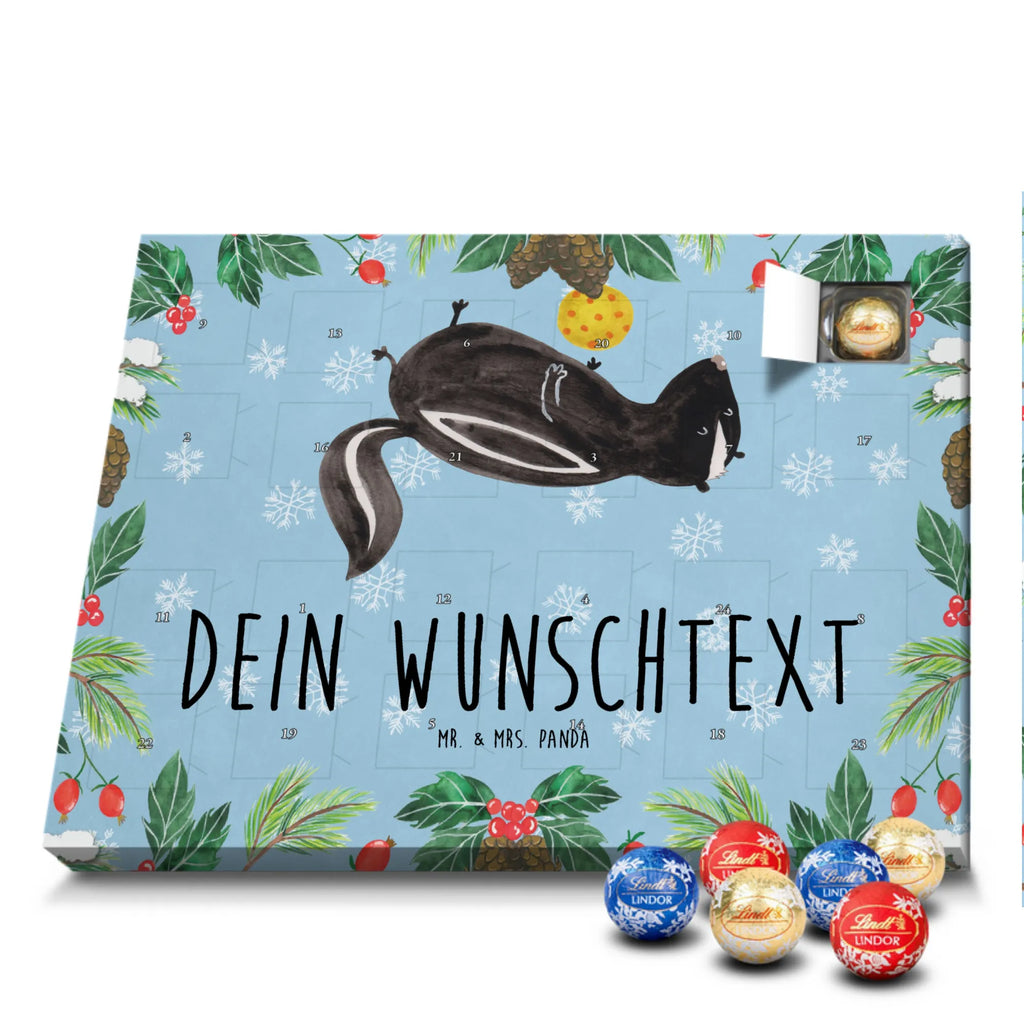 Personalisierter Kugel Markenschokolade Adventskalender Stinktier Ball Personalisierter Kugel Markenschokolade Adventskalender, Stinktier, Skunk, Wildtier, Raubtier, Stinker, Stinki, verspielt, Weisheit