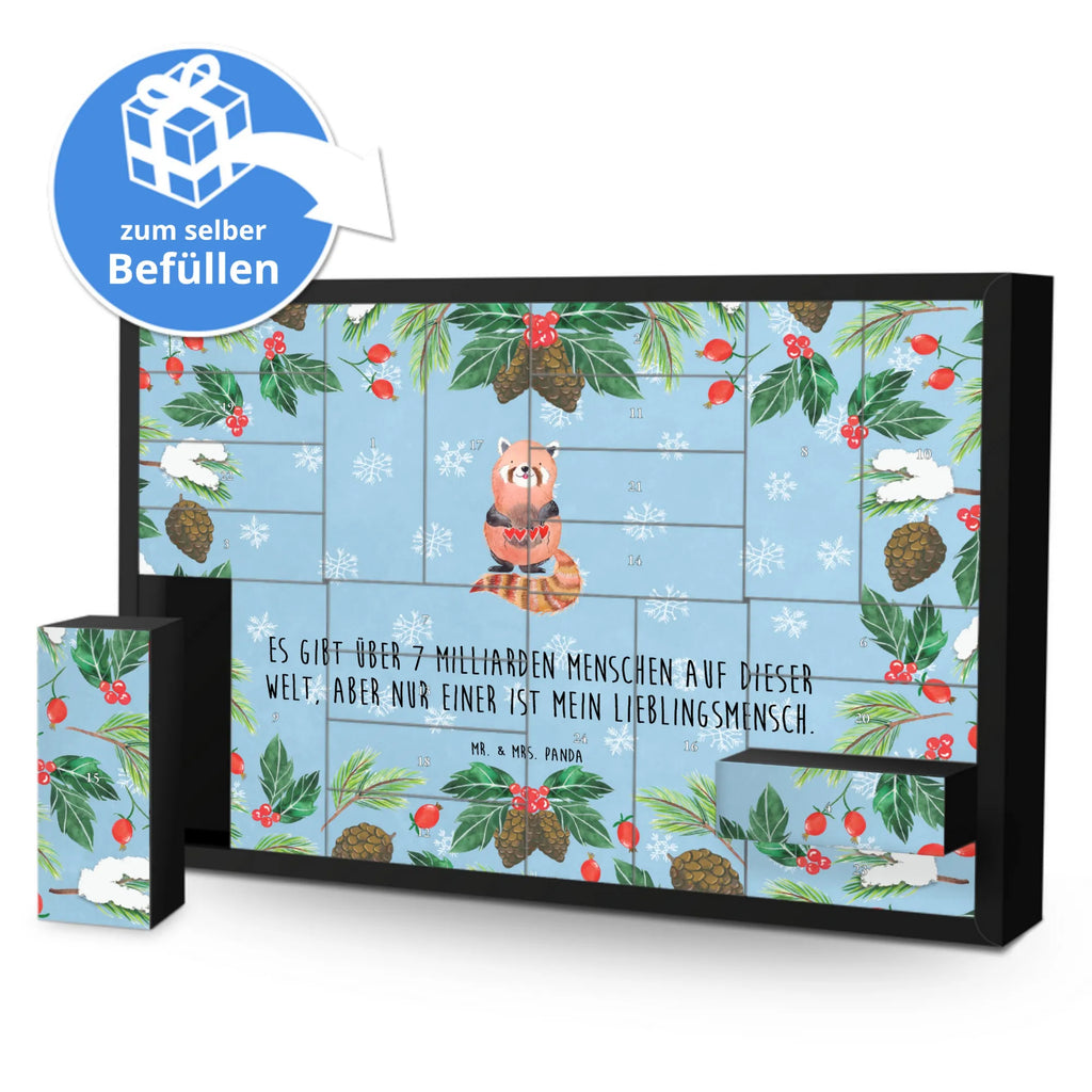 Befüllbarer Adventskalender Roter Panda Befüllbarer Adventskalender, Adventskalender zum selbst befüllen, Tiermotive, Gute Laune, lustige Sprüche, Tiere, Panda, Liebe, Rot, Herz, Liebling, Lieblingsmensch