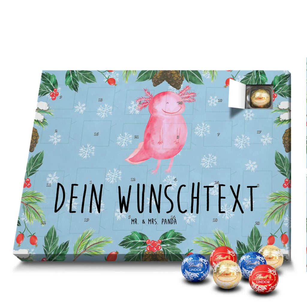 Personalisierter Kugel Markenschokolade Adventskalender Axolotl Glücklich Personalisierter Kugel Markenschokolade Adventskalender, Axolotl, Molch, Axolot, Schwanzlurch, Lurch, Lurche, Motivation, gute Laune