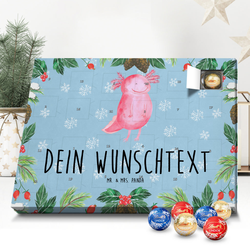 Personalisierter Kugel Markenschokolade Adventskalender Axolotl Glücklich Personalisierter Kugel Markenschokolade Adventskalender, Axolotl, Molch, Axolot, Schwanzlurch, Lurch, Lurche, Motivation, gute Laune