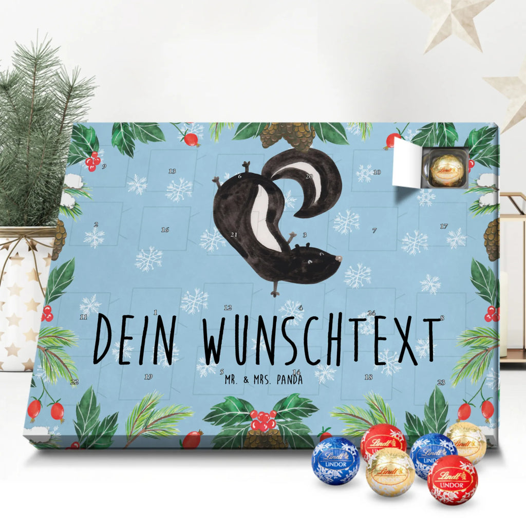 Personalisierter Kugel Markenschokolade Adventskalender Stinktier Handstand Personalisierter Kugel Markenschokolade Adventskalender, Stinktier, Skunk, Wildtier, Raubtier, Stinker, Stinki, Spielplatz, verpielt, Kind