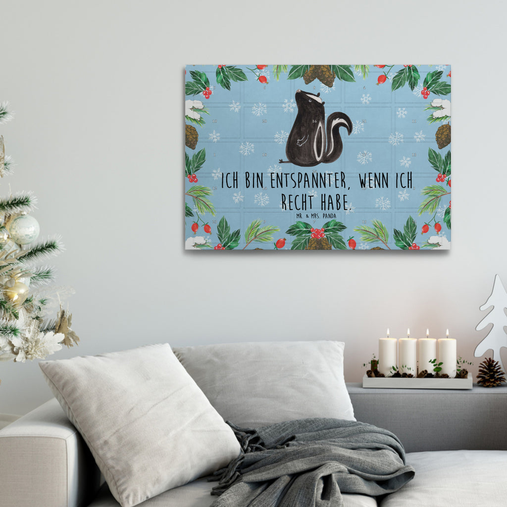 Tee Adventskalender Stinktier Sitzen Adventskalender, Kerzen Adventskalender, Duftkerzen Adventskalender, Stinktier, Skunk, Wildtier, Raubtier, Stinker, Stinki, Spruch, Büro, Recht, Besserwisser