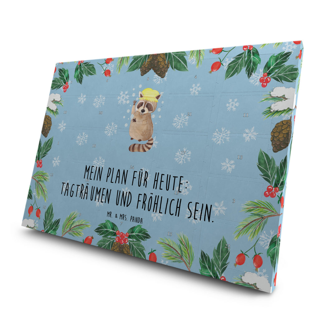 Tee Adventskalender Waschbär Adventskalender, Kerzen Adventskalender, Duftkerzen Adventskalender, Tiermotive, Gute Laune, lustige Sprüche, Tiere, Waschbär, Tagträumen, Plan, Fröhlich, waschen, Seifenblasen