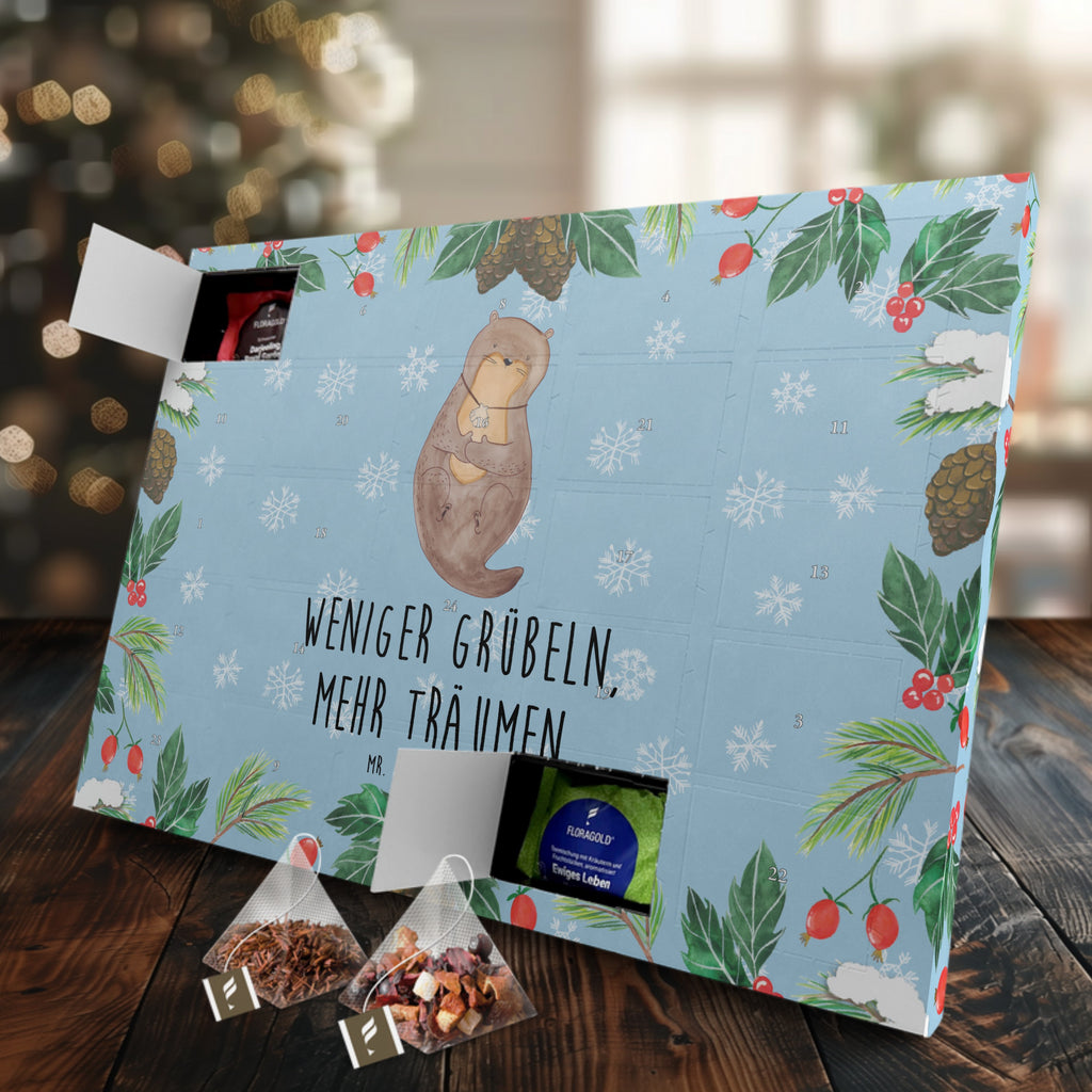 Tee Adventskalender Otter Muschel Adventskalender, Kerzen Adventskalender, Duftkerzen Adventskalender, Otter, Fischotter, Seeotter, Otterliebe, grübeln, träumen, Motivation, Tagträumen, Büro