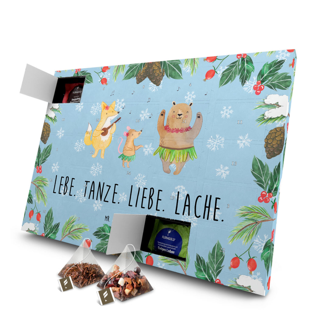 Tee Adventskalender Waldtiere Aloha Adventskalender, Kerzen Adventskalender, Duftkerzen Adventskalender, Tiermotive, Gute Laune, lustige Sprüche, Tiere, Wald, Waldtiere, Musik, Aloha, Bär, Hase, Igel, Tanzen, Leben, Lachen