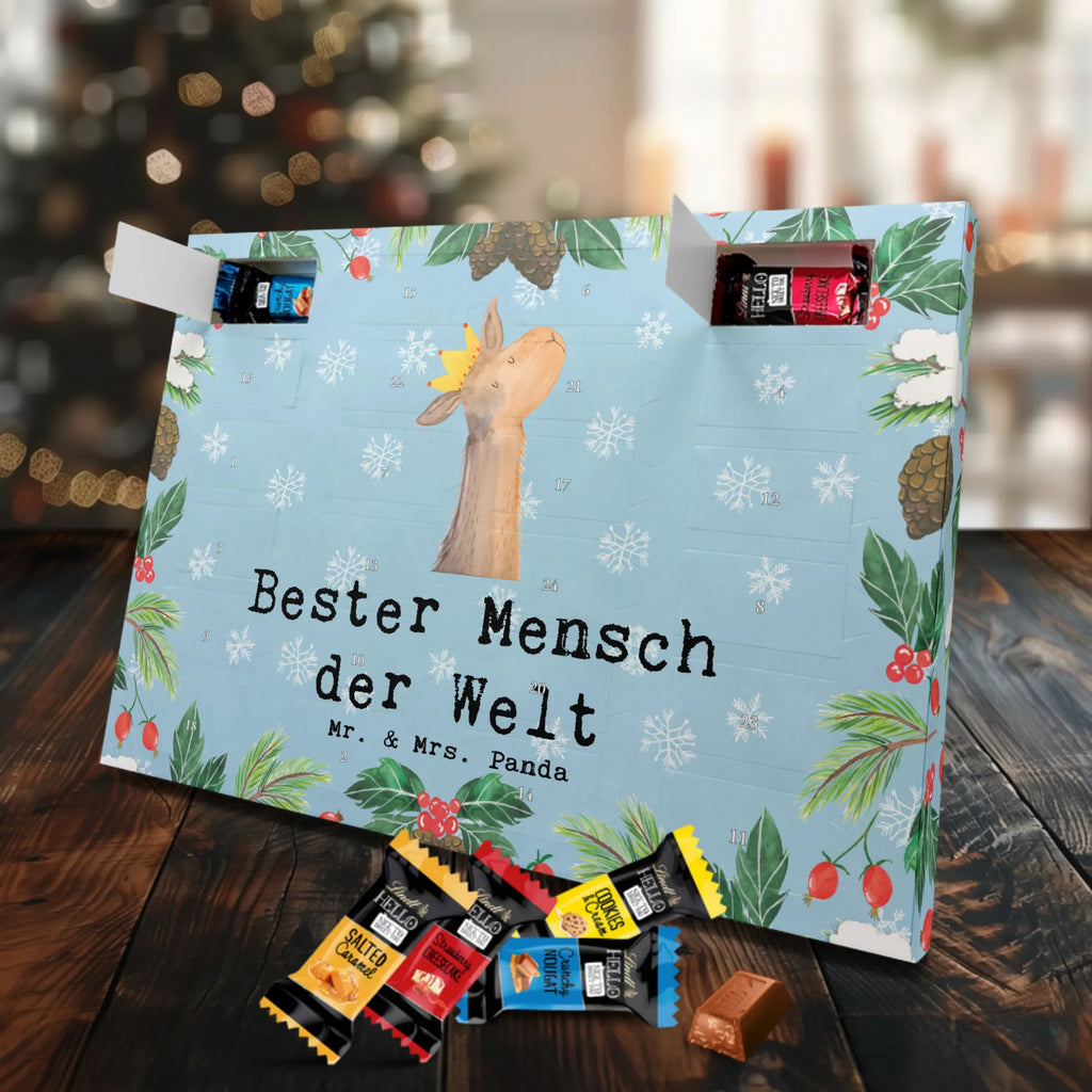 Markenschokolade Adventskalender Lama Bester Mensch der Welt Adventskalender, Weihnachtskalender, Markenschokolade Adventskalender, für, Dankeschön, Geschenk, Schenken, Geburtstag, Geburtstagsgeschenk, Geschenkidee, Danke, Bedanken, Mitbringsel, Freude machen, Geschenktipp, Lieblingsmensch, Liebling, Lieblings Mensch, tollster Mensch, Vorbild, Partner, Ehemann, Ehefrau, Liebe, Valentinstag