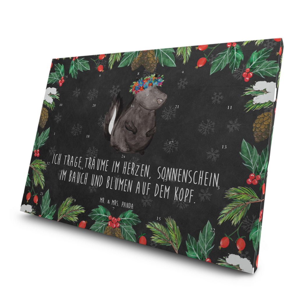 Tee Adventskalender Stinktier Mädchen Adventskalender, Kerzen Adventskalender, Duftkerzen Adventskalender, Stinktier, Skunk, Wildtier, Raubtier, Stinker, Stinki, Yoga, Namaste, Lebe, Liebe, Lache