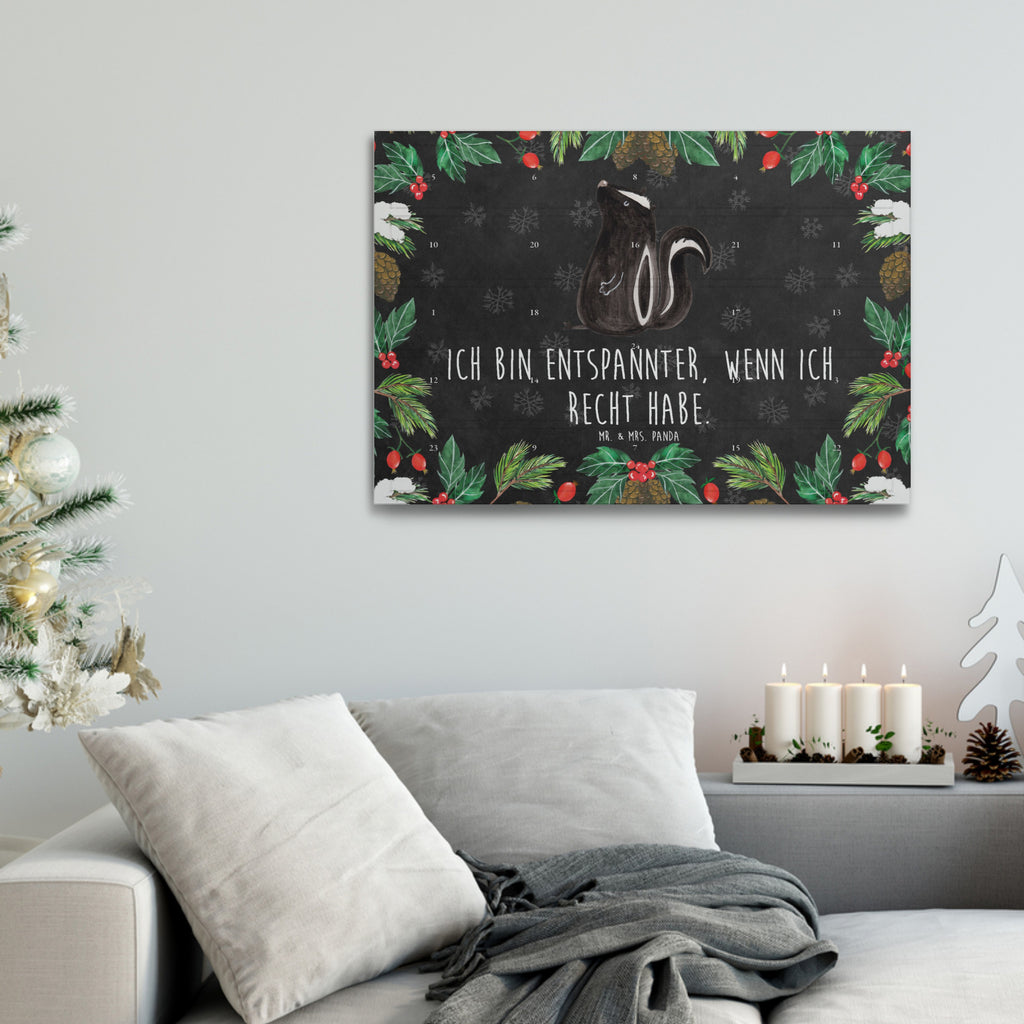 Tee Adventskalender Stinktier Sitzen Adventskalender, Kerzen Adventskalender, Duftkerzen Adventskalender, Stinktier, Skunk, Wildtier, Raubtier, Stinker, Stinki, Spruch, Büro, Recht, Besserwisser